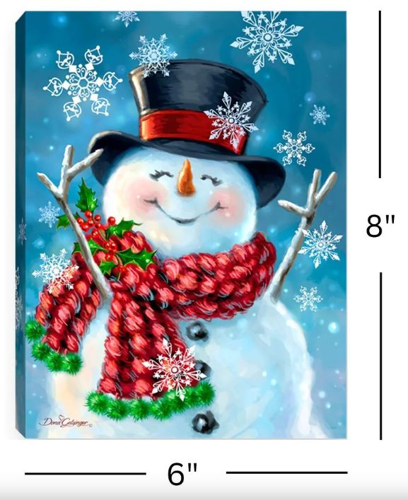 LED Canvas, Joyful Jolly Snowman Mini