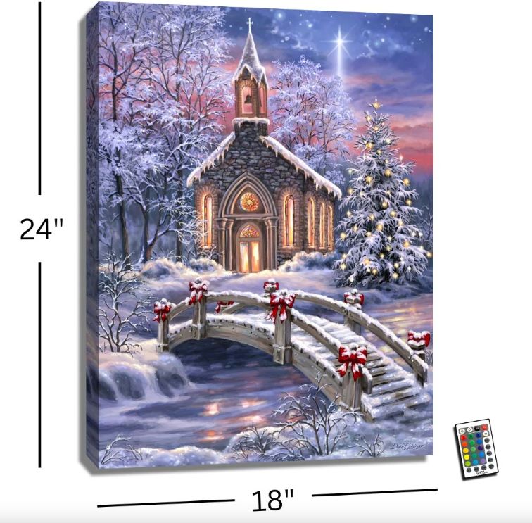LED Canvas, O Come Emmanuel Backlit w/Remote