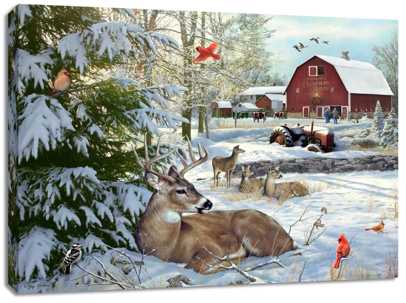 LED Canvas, Fresh Snow on the Farm 18x24 Backlit
