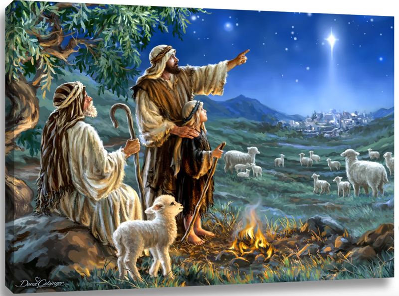 LED Canvas, Shepherds Afield 18x24 Backlit w/Remote
