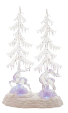 Luminary, LED Tree &amp; Deer Acrylic 15" w/USB Cord