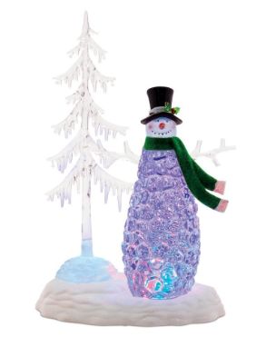 Snowman, LED Acrylic w/Tree BO USB Cord Included