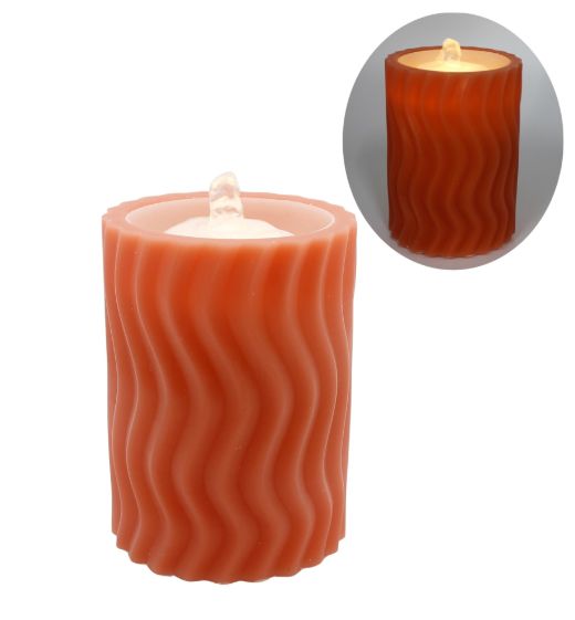 Water Candle, Wavy Orange LED w/Remote &amp; Cord