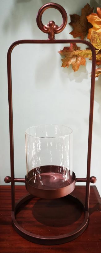 Lantern, SM Bronze Round Metal 8x7x17"