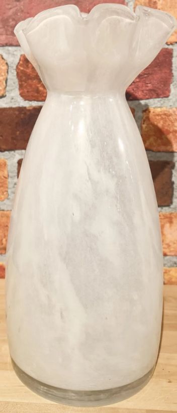 Vase, White Glass 6x13.75"