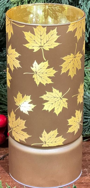 Luminary, 3.5x8" Rotating Glass Maple Leaf Silhouette