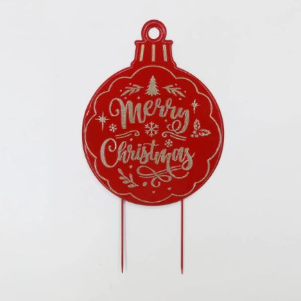 Yard Art, 22x40" Red Metal Christmas Ornament
