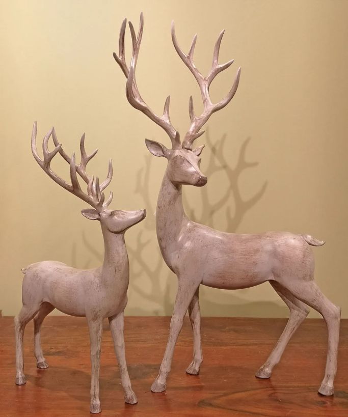 Reindeer, Set/2 Whitewashed Natural Standing 20/28"