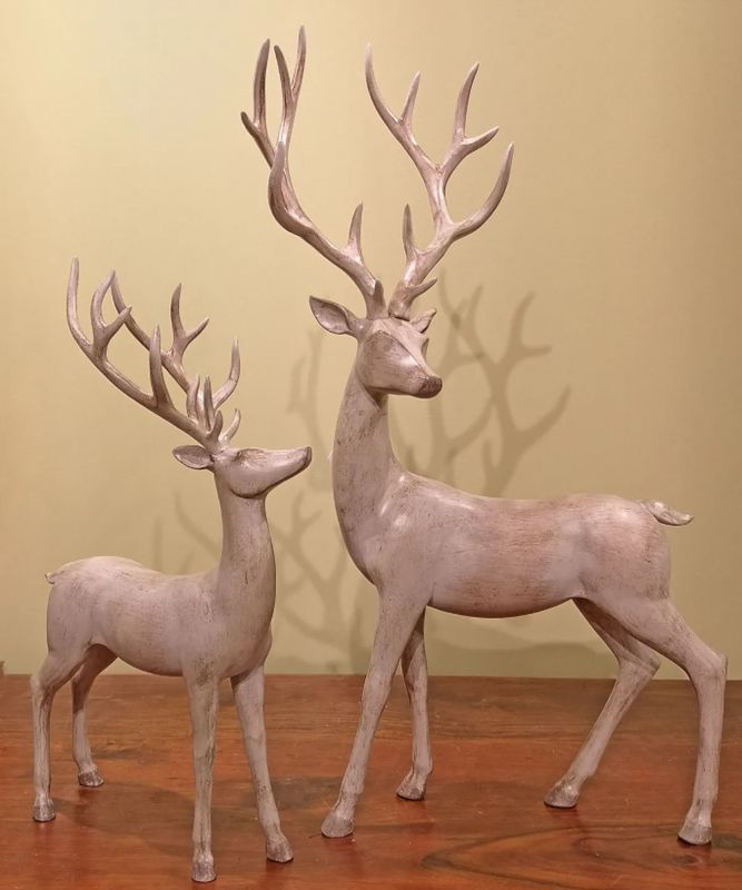 Reindeer, Set/2 Whitewashed Natural Standing 20/28"