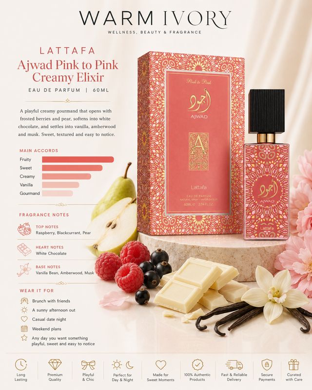 Lattafa Ajwad Pink to Pink Creamy Elixir Eau de Parfum 60ml