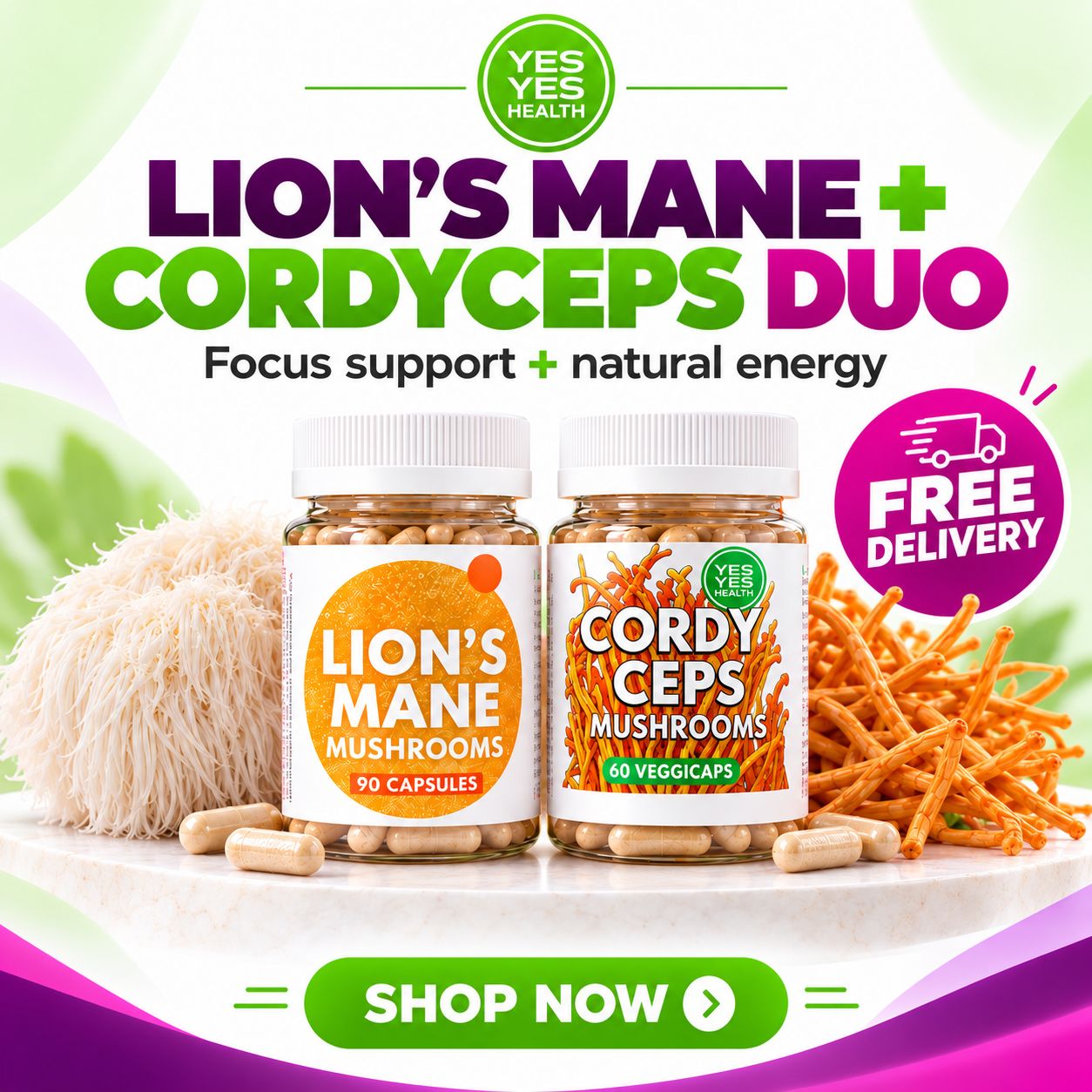Lion’s Mane + Cordyceps Duo