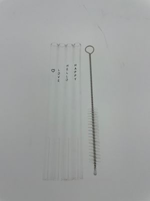 Set glazen rietjes met tekst