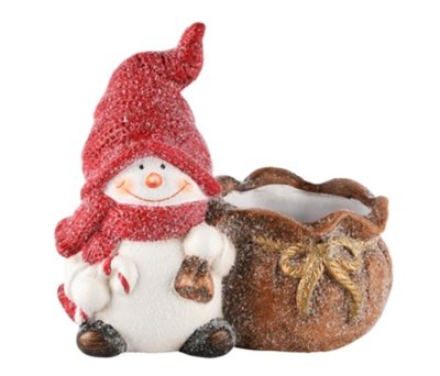 Sneeuwman met bloempotje