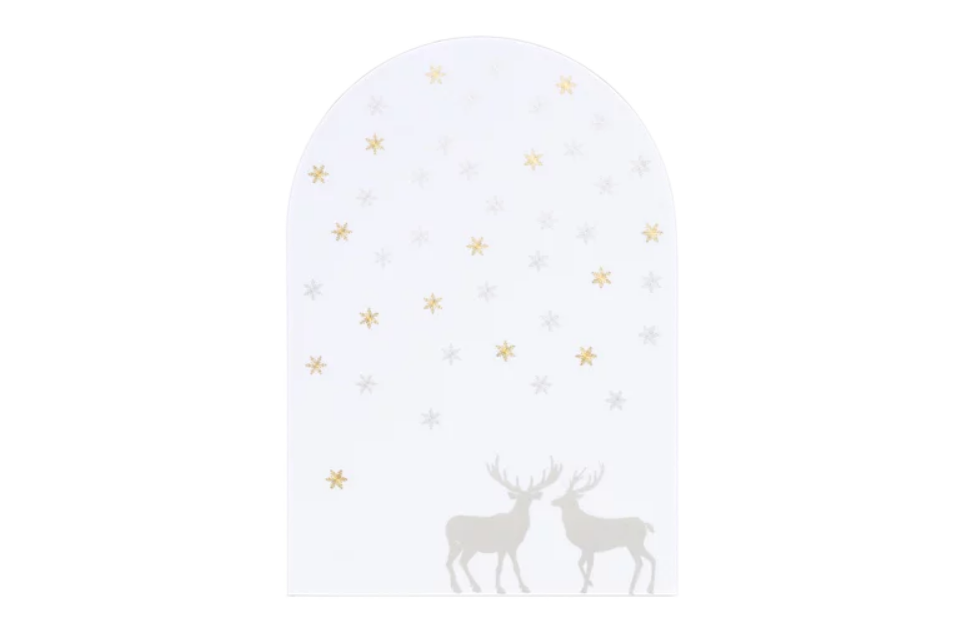 Kerstkaart : rendieren met gouden en zilveren sterren