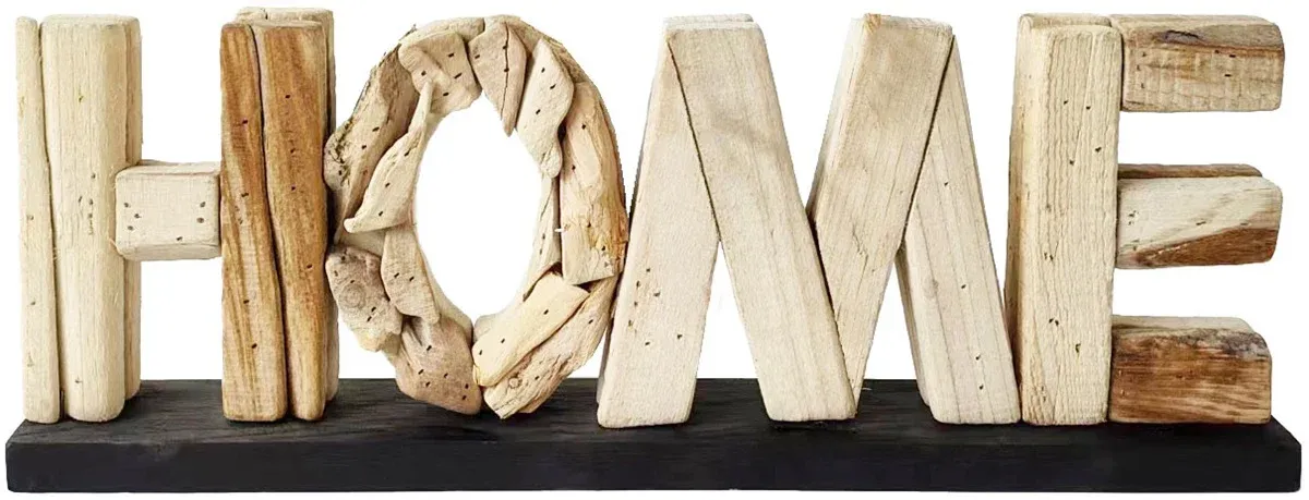 Houten decoratie 'HOME' (-30%)