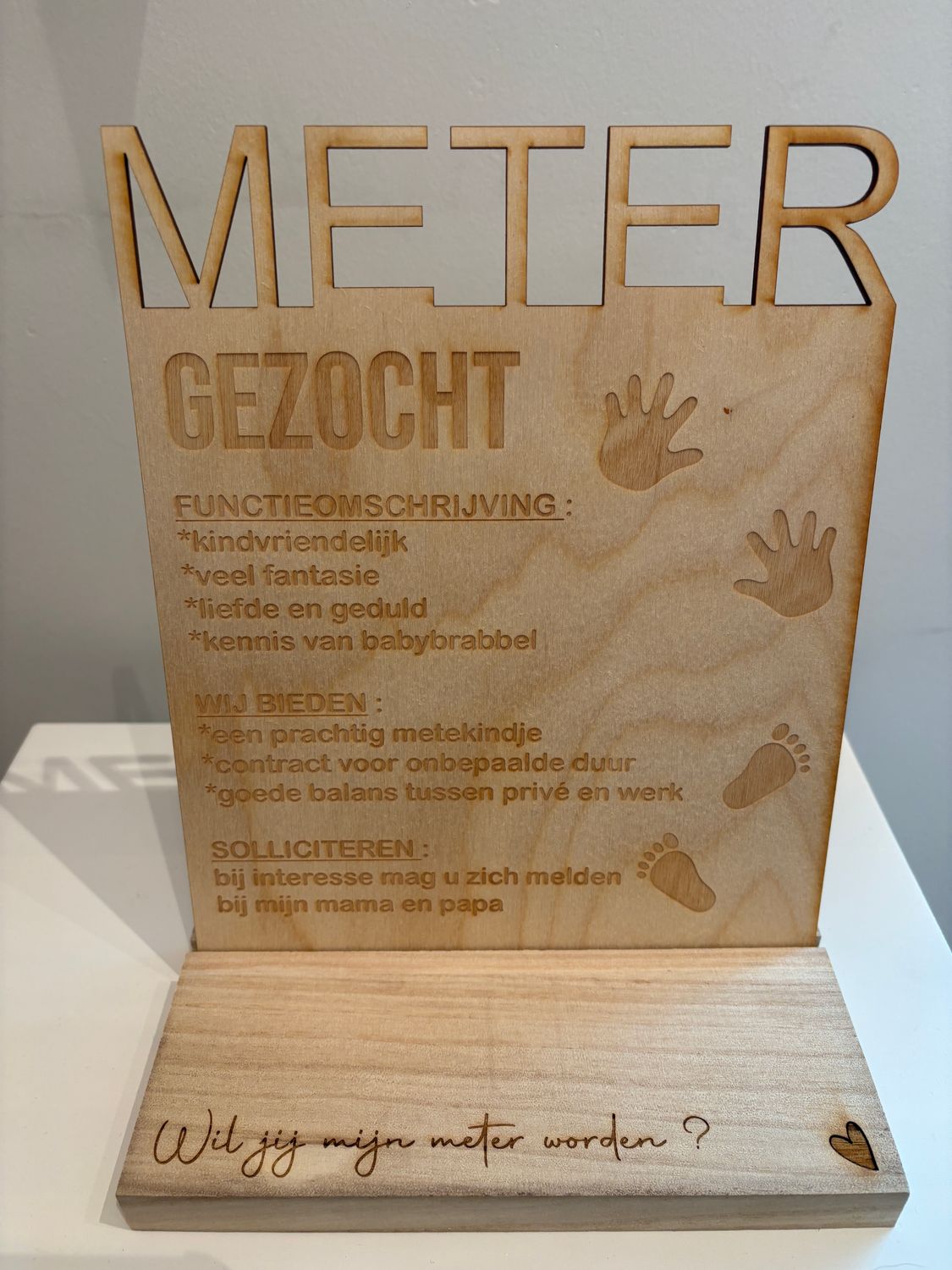 Tekstbord : "meter gezocht"