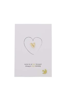Wenskaart met hart broche