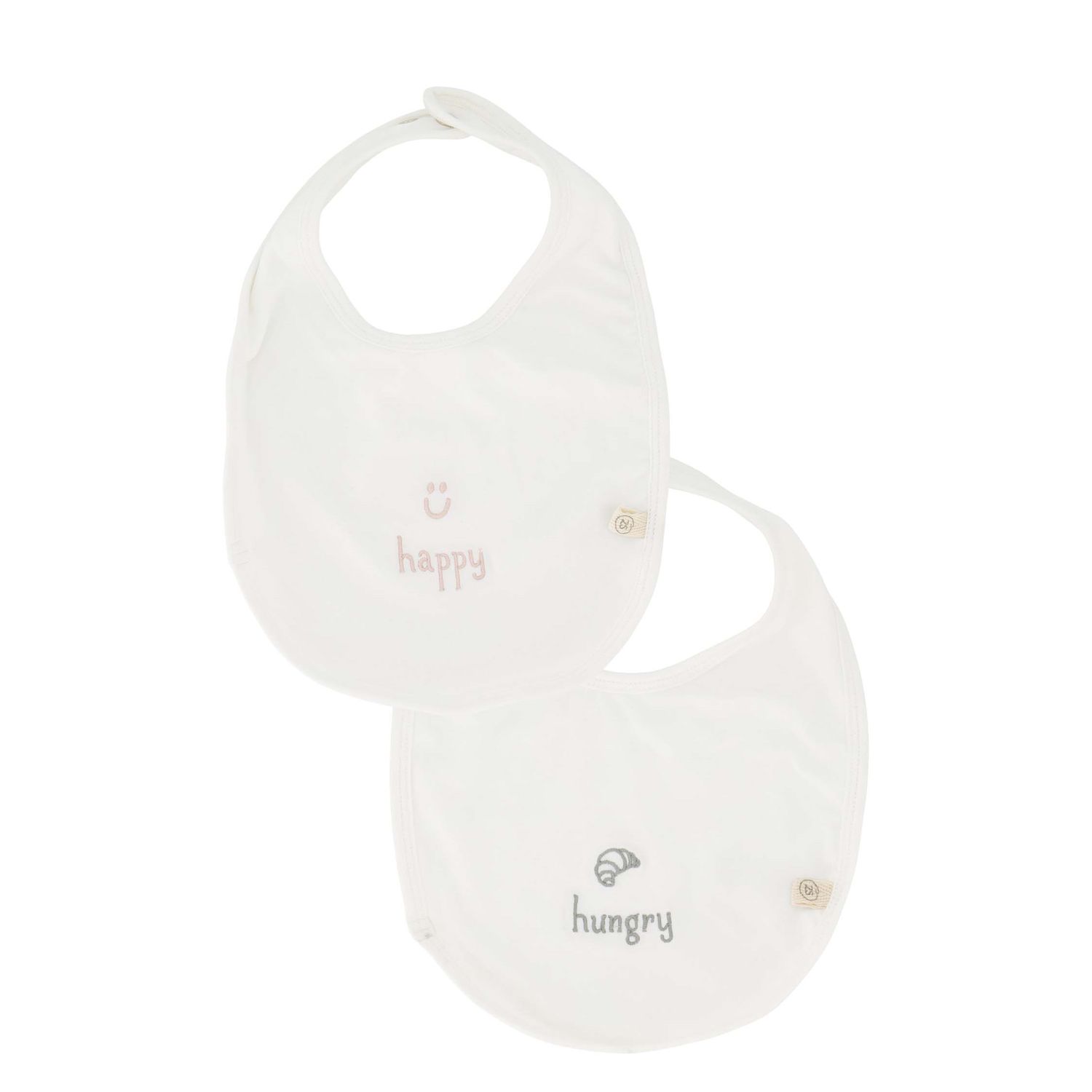 Set slabbetjes : 'happy' &amp; 'hungry'