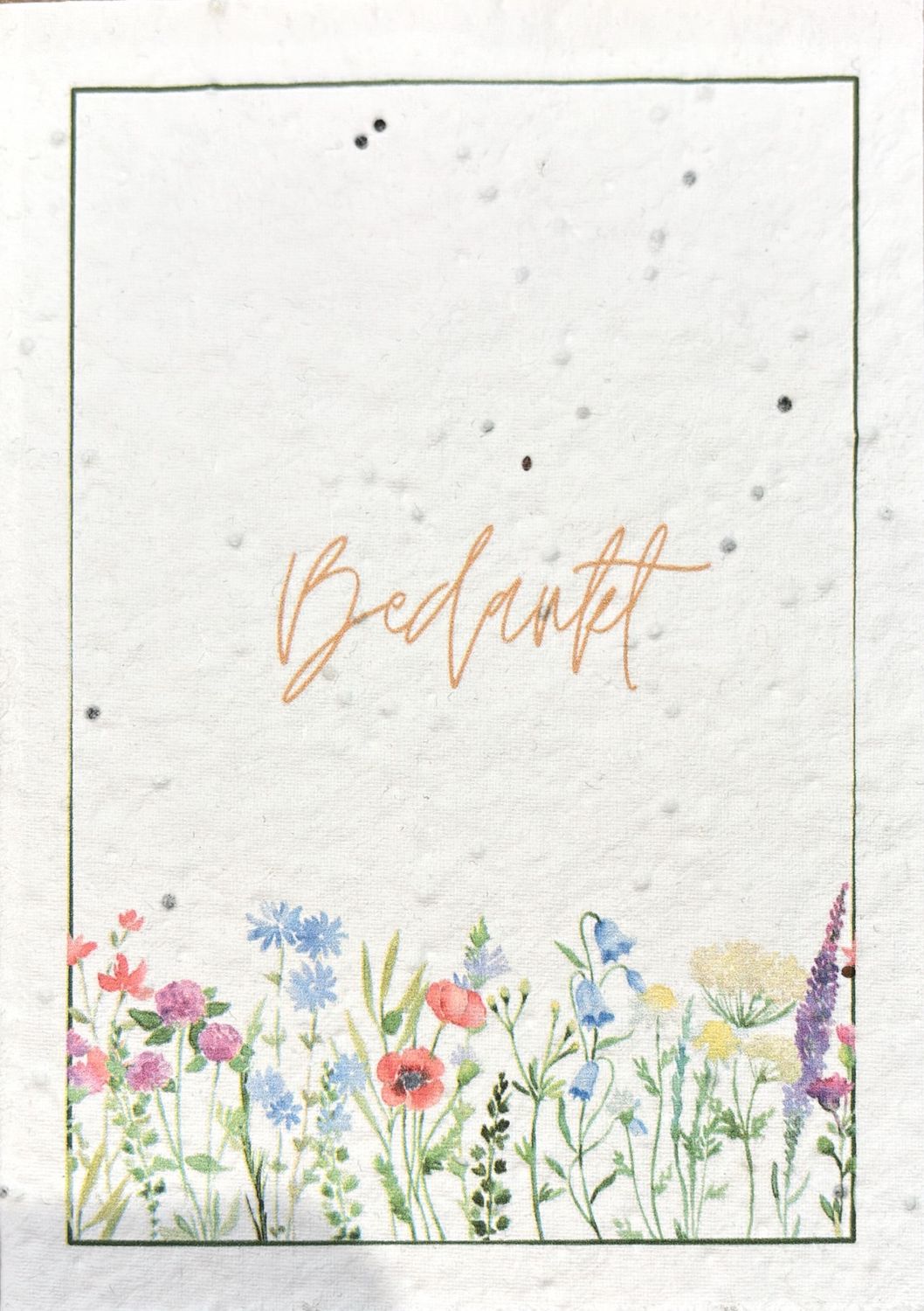 Wenskaart op groeipapier : 'Bedankt'