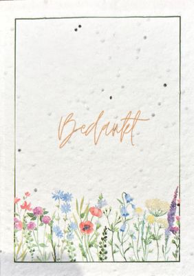 Wenskaart op groeipapier : 'Bedankt'