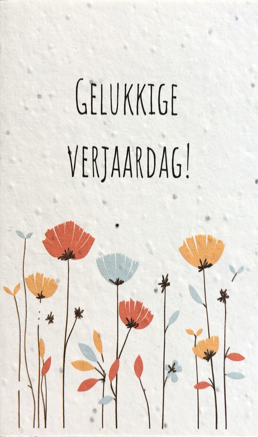 Wenskaart op groeipapier : 'Verjaardag'