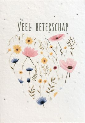 Wenskaart op groeipapier : 'Beterschap'