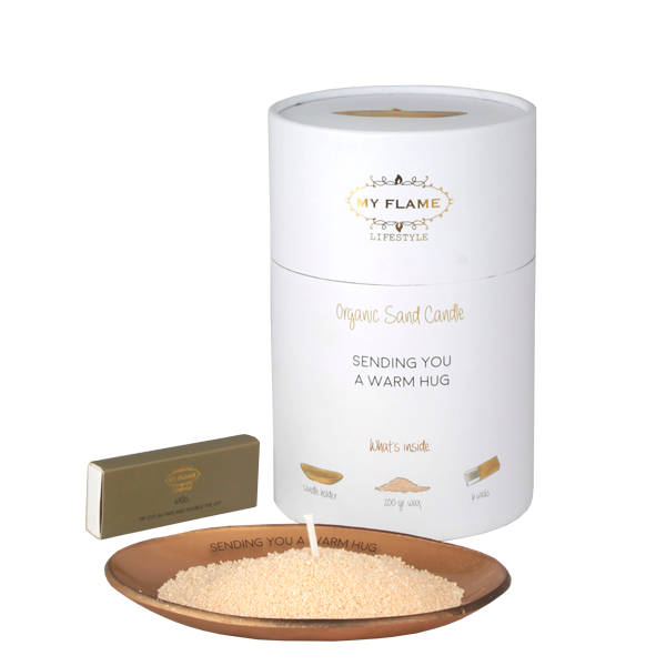 Giftbox kaarsenzand : 'Sending you a warm hug'