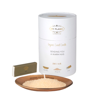 Giftbox kaarsenzand : 'Sending you a warm hug'