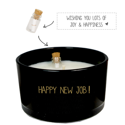 Flessenpost kaars : 'Happy new job'