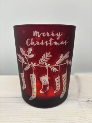 Theelichthouder : 'Merry Christmas'