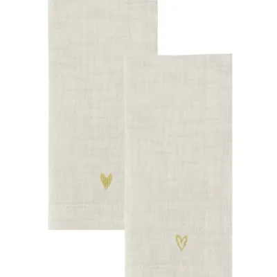 Set van 2 katoenen servetten (hartje)