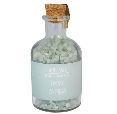 Badzout met tekst op flesje