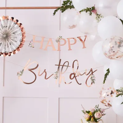 Slinger : "Happy birthday" met bloemen