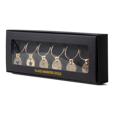 Gouden glasmarkers (set van 6)