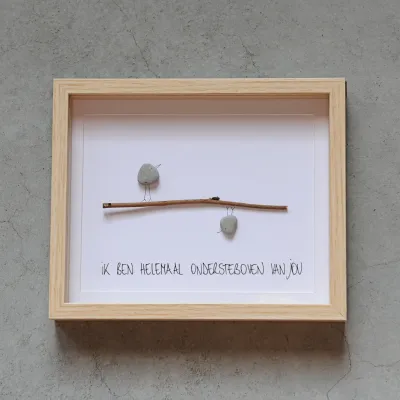 Pebble art 'IK BEN HELEMAAL ONDERSTEBOVEN VAN JOU'