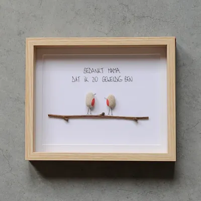 Pebble art 'Bedankt mama...'