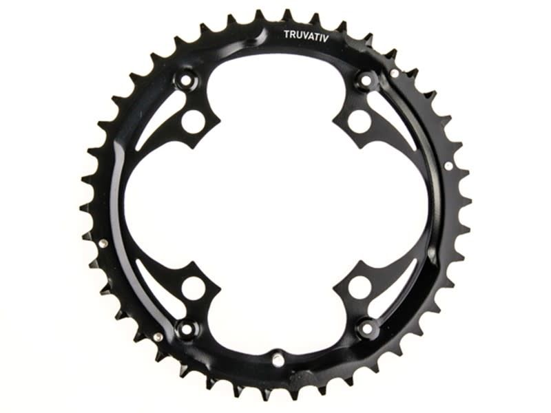 Truvativ, 42T, 9 sp, BCD 104mm, 4-Bolt, Outer Chainring, For MTB triple, Steel, Black, 11.6215.016.000