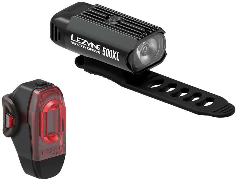 Lezyne Hecto 500XL and KTV Headlight and Taillight Set: Black