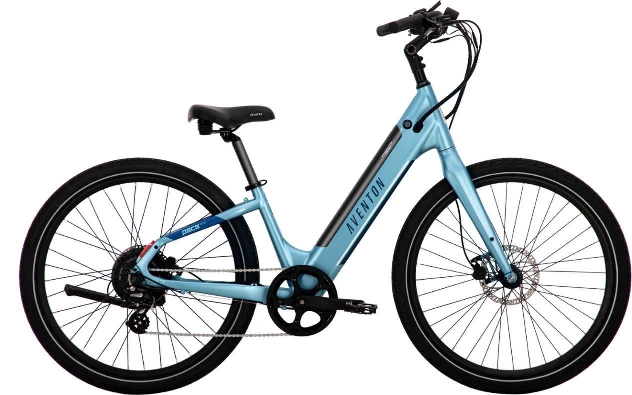 Aventon Pace 500 Step-Through Ebike, Color: Blue Steel, Size: Regular