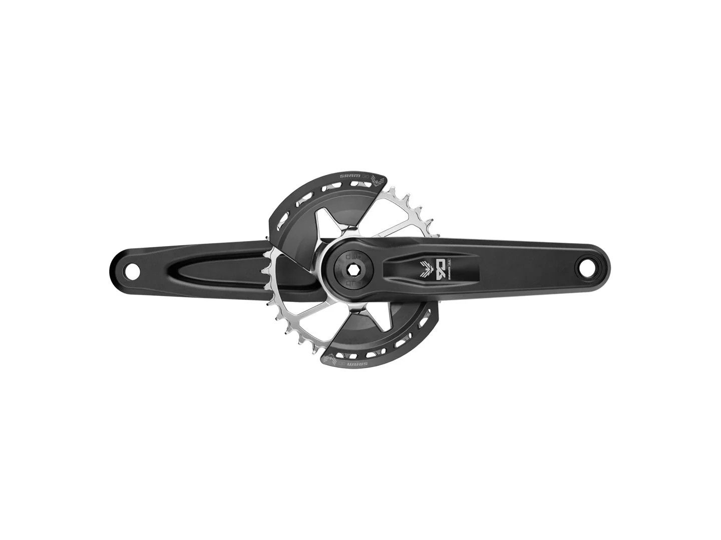 SRAM Eagle 90 T-Type Wide Crankset - 165mm, 12-Speed, 32t Chainring, Direct Mount, 2-Guards, DUB Spindle Interface, Black/Silver