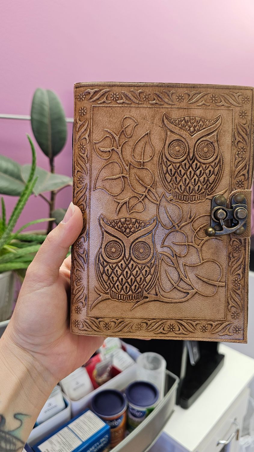 Hand Bound Leather Journals, Color: Owl