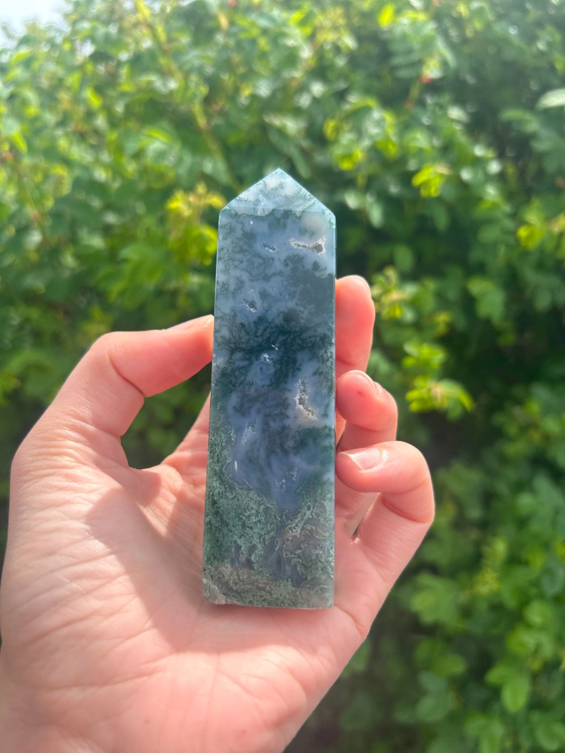 Moss Agate Tower 4&quot;