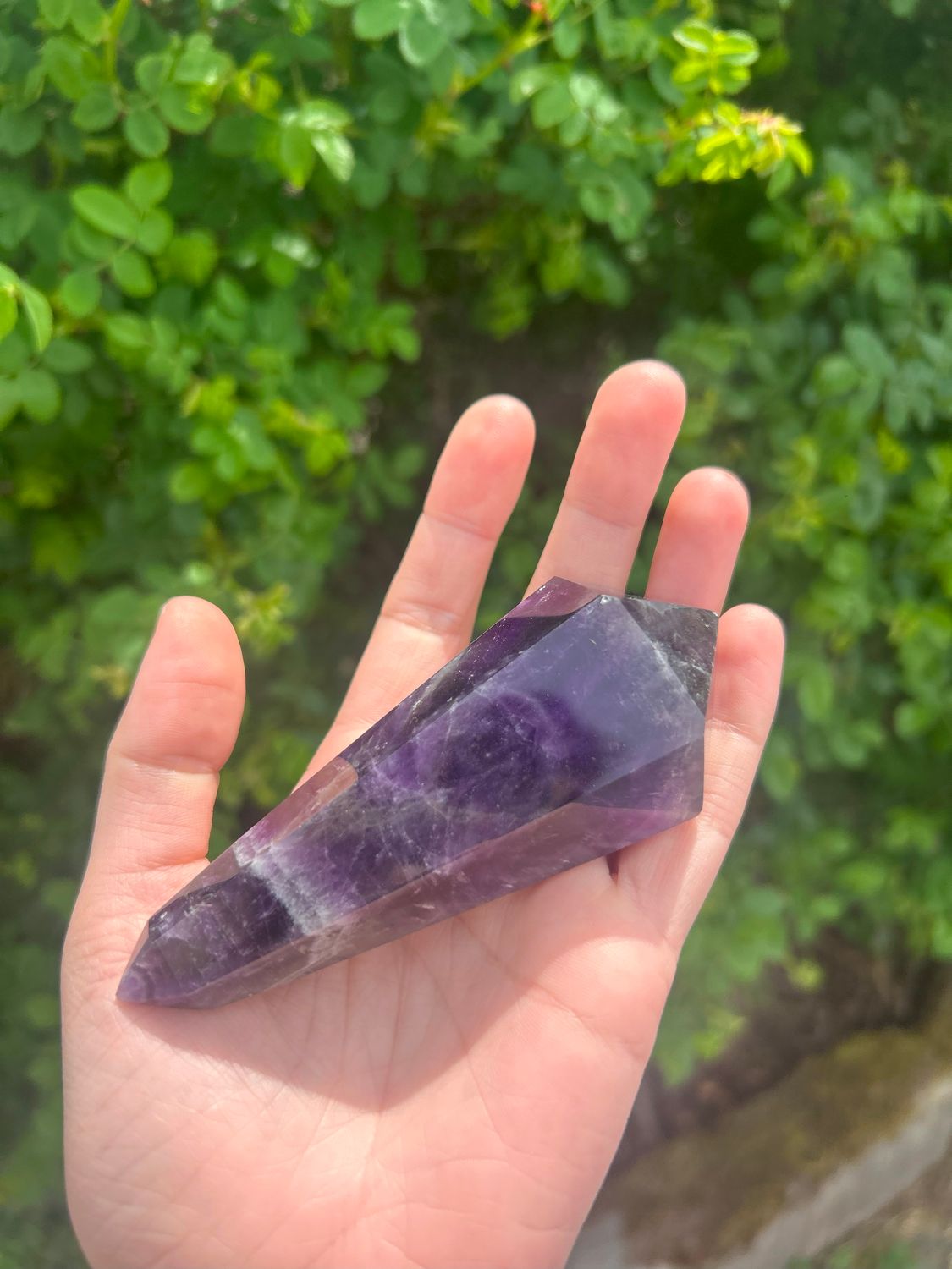 Mystic Mischief – 4&quot; Double-Pointed Dream Amethyst Cone