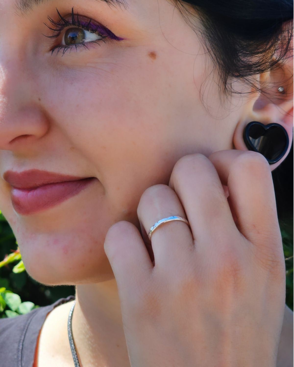 Medium Wide Hammered Stacking Ring Sterling