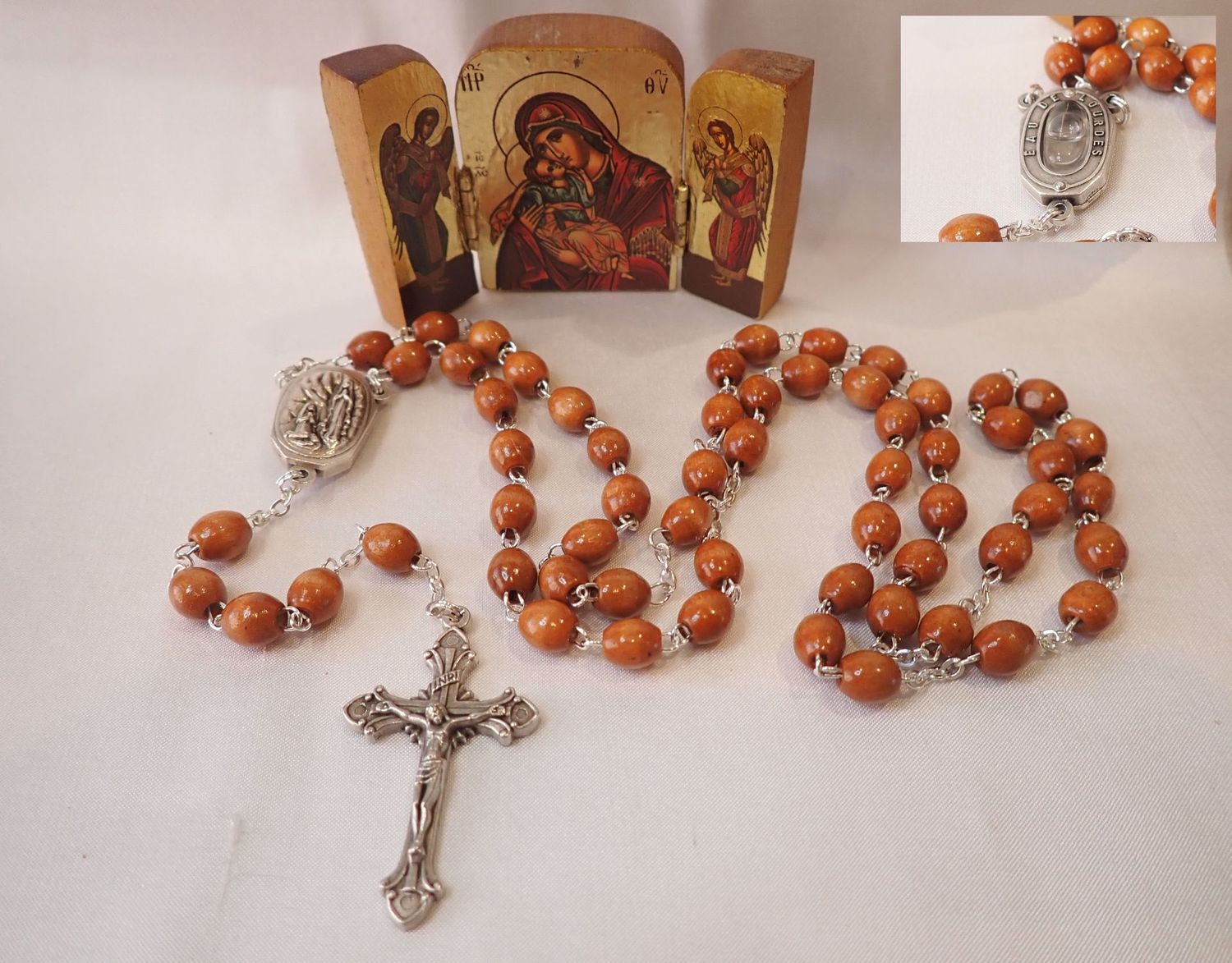 Catholic Rosary - Wood with Lourdes Water Catholic Rosary - Wood with Lourdes Water