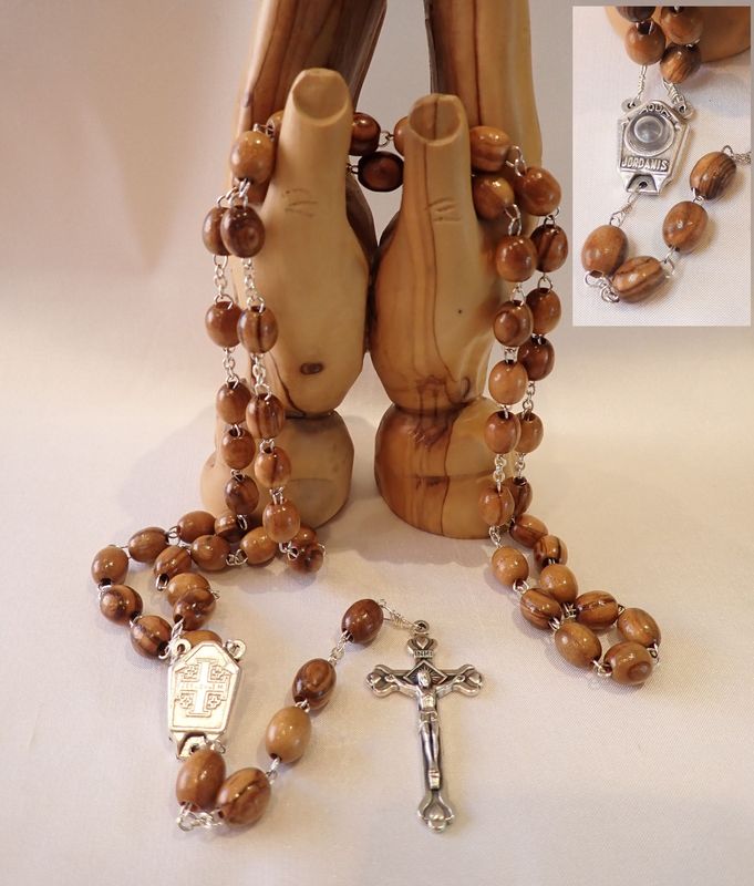Catholic Rosary - Olive Wood with Jordan River Water