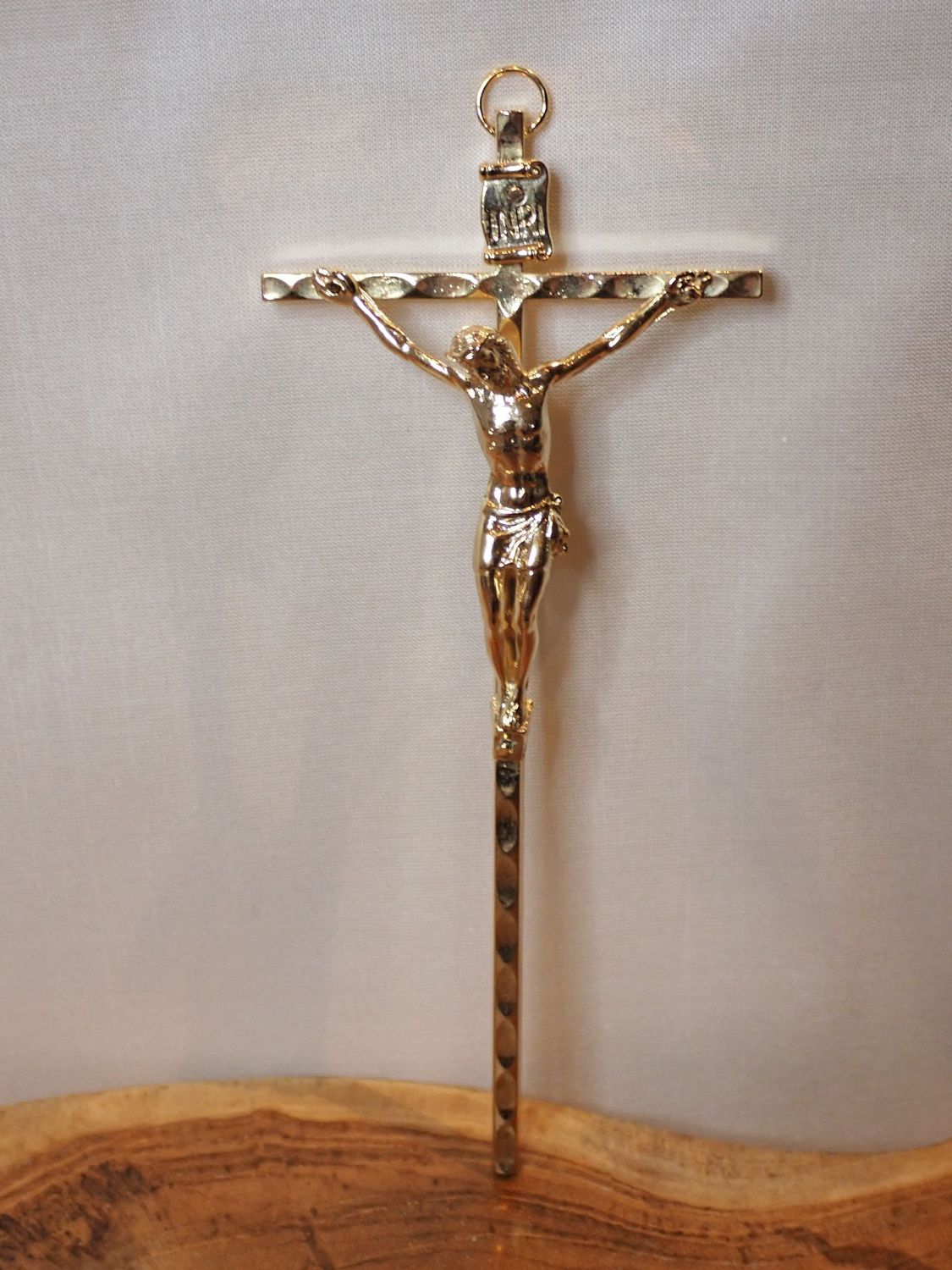 Wall Crucifix: Gold Metal - size options Wall Crucifix: Gold Metal - size options