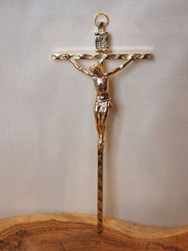 Wall Crucifix: Gold Metal - size options