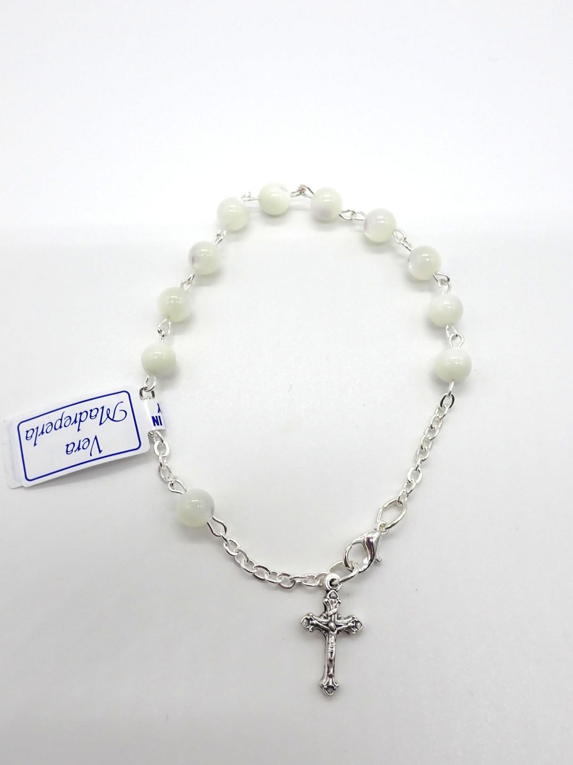 Genuine Mother of Pearl Rosary Bracelet with Crucifix