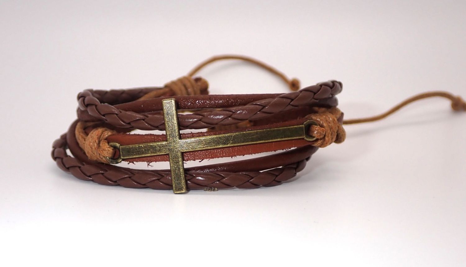 Bracelet - Genuine Leather with metal Cross